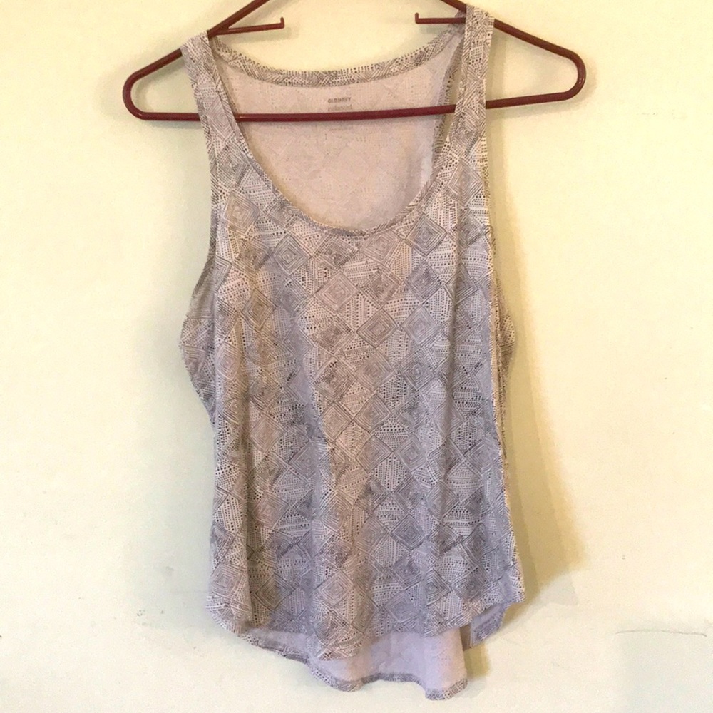Old Navy Gray and white Geometric Tank Top
